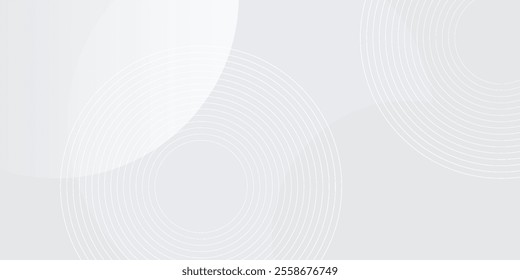White geometric abstract background overlap layer on bright space with lines effect decoration. Modern graphic design element circles style concept 