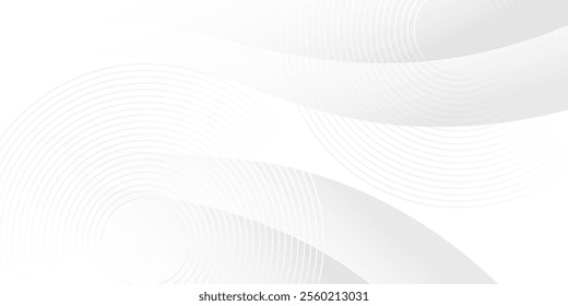 White geometric abstract background overlap layer on bright space with lines effect decoration. Modern graphic design element circles style concept for banner.