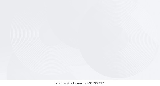 White geometric abstract background overlap layer on bright space with lines effect decoration. Modern graphic design element circles style concept for banner, modern vector arts