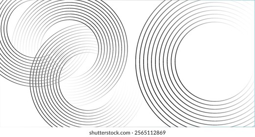 White geometric abstract background overlap layer on bright space with lines effect decoration. Modern graphic design element circles style concept for banner,