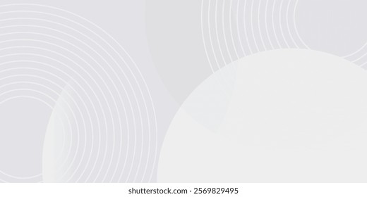 White geometric abstract background overlap layer on bright space with lines effect decoration. Modern graphic design element circles style concept for banner.