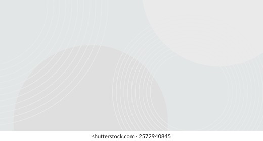 White geometric abstract background overlap layer on bright space with lines effect decoration. Modern graphic design element circles style concept for banner.