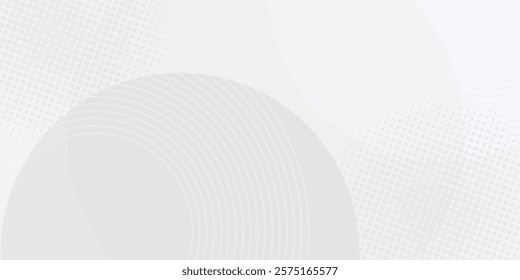 White geometric abstract background overlap layer on bright space with lines effect decoration. Modern graphic design element circles style concept for banner.