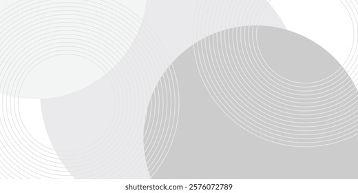 White geometric abstract background overlap layer on bright space with lines effect decoration. Modern graphic design element circles style concept for banner.