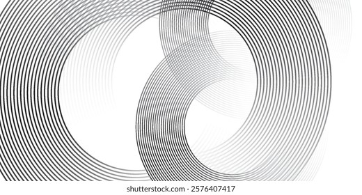 White geometric abstract background overlap layer on bright space with lines effect decoration. Modern graphic design element circles style concept for banner,
