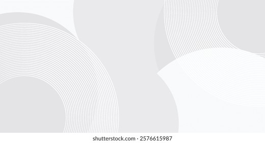 White geometric abstract background overlap layer on bright space with lines effect decoration. Modern graphic design element circles modern simple abstract