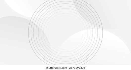 White geometric abstract background overlap layer on bright space with lines effect decoration. Modern graphic design element circles style concept for banner. eps 10