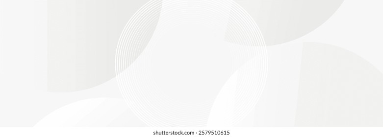 White geometric abstract background overlap layer on bright space with lines effect decoration. Modern graphic design element circles style concept for banner,