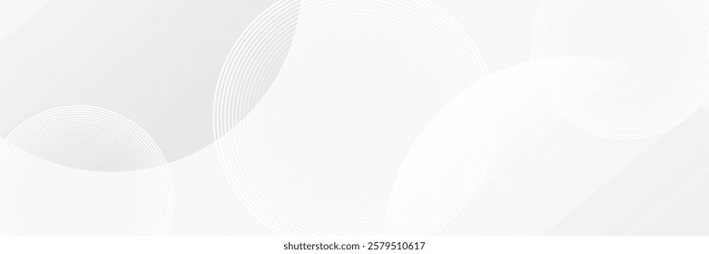 White geometric abstract background overlap layer on bright space with lines effect decoration. Modern graphic design element circles style concept for banner,