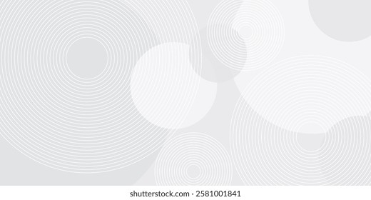 White geometric abstract background overlap layer on bright space with lines effect decoration. Modern graphic design element circles style concept for