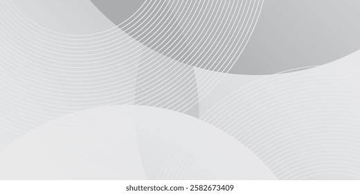 White geometric abstract background overlap layer on bright space with lines effect decoration. Modern graphic design element circles style abstract modern art design