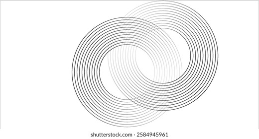 White geometric abstract background overlap layer on bright space with lines effect decoration. Modern graphic design element circles style concept for banner,