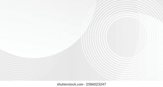 White geometric abstract background overlap layer on bright space with lines effect decoration. Modern graphic design element circles 