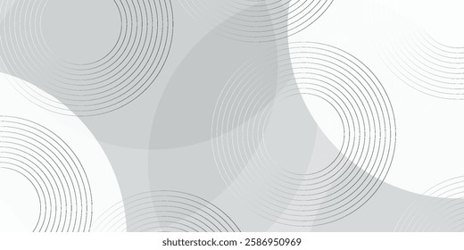 White geometric abstract background overlap layer on bright space with lines effect decoration. Modern graphic design element circles style concept for banner.
