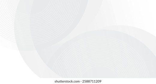 White geometric abstract background overlap layer on bright space with lines effect decoration. Modern graphic design element circles style concept for banner, modern vector arts