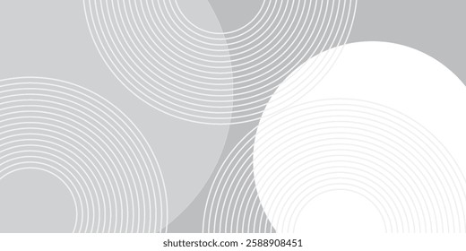 White geometric abstract background overlap layer on bright space with lines effect decoration. Modern graphic design element circles style concept for banner.