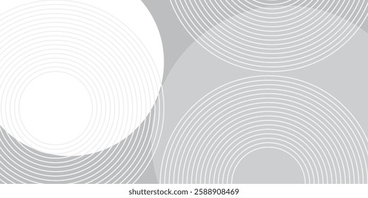White geometric abstract background overlap layer on bright space with lines effect decoration. Modern graphic design element circles style concept for banner, modern vector arts