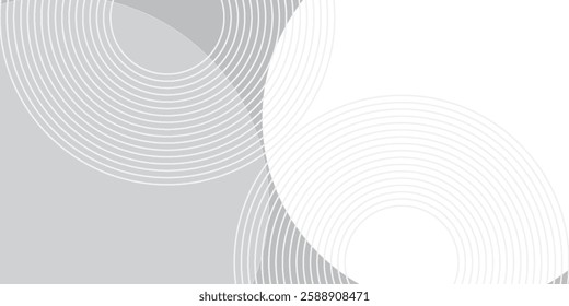 White geometric abstract background overlap layer on bright space with lines effect decoration. Modern graphic design element circles style concept for banner.