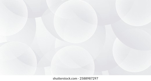 White geometric abstract background overlap layer on bright space with lines effect decoration. Modern graphic design element circles style concept for banner. vector ilustration