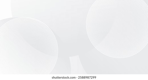 White geometric abstract background overlap layer on bright space with lines effect decoration. Modern graphic design element circles style concept for banner. vector ilustration