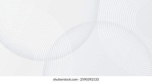 White geometric abstract background overlap layer on bright space with lines effect decoration. Modern graphic design element circles style concept for