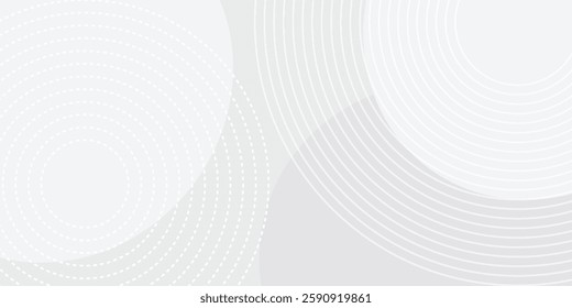 White geometric abstract background overlap layer on bright space with lines effect decoration. Modern graphic design element circles style concept for banner.
