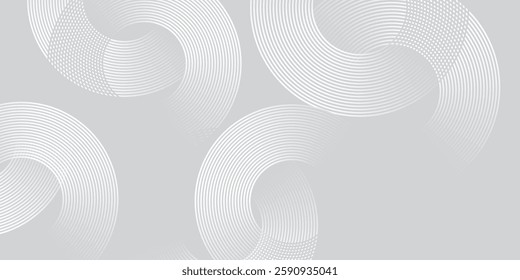 White geometric abstract background overlap layer on bright space with lines effect decoration. Modern graphic design element circles style concept for banner.