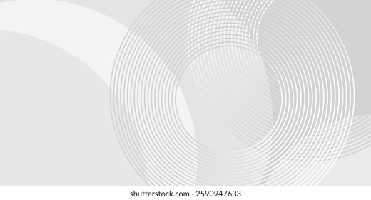 White geometric abstract background overlap layer on bright space with lines effect decoration. Modern graphic design element circles style concept for banner.