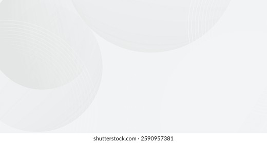 White geometric abstract background overlap layer on bright space with lines effect decoration. Modern graphic design element circles style concept for banner, modern vector arts