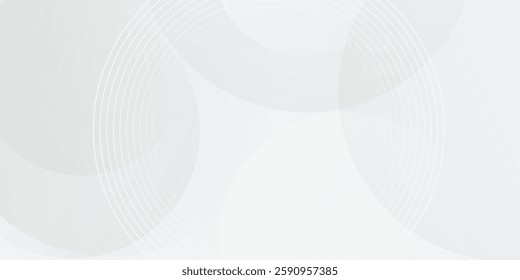 White geometric abstract background overlap layer on bright space with lines effect decoration. Modern graphic design element circles style concept for banner, modern vector arts
