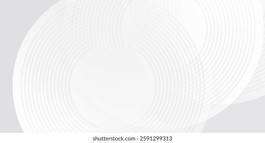 White geometric abstract background overlap layer on bright space with lines effect decoration. Modern graphic design element circles