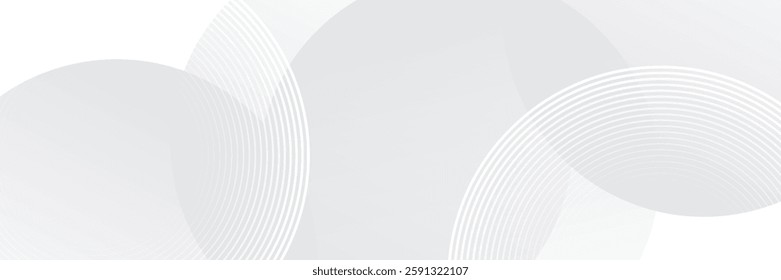White geometric abstract background overlap layer on bright space with lines effect decoration. Modern graphic design element circles style concept for banner. modern