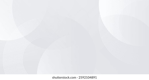 White geometric abstract background overlap layer on bright space with lines effect decoration. Modern graphic design element circles style concept for banner.
