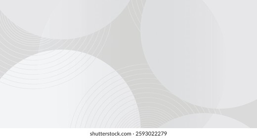 White geometric abstract background overlap layer on bright space with lines effect decoration. Modern graphic design element circles style concept for banner.