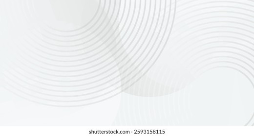 White geometric abstract background overlap layer on bright space with lines effect decoration. Modern graphic design element circles style concept