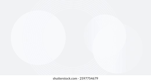 White geometric abstract background overlap layer on bright space with lines effect decoration. Modern graphic design element circles style concept for banner, modern vector arts