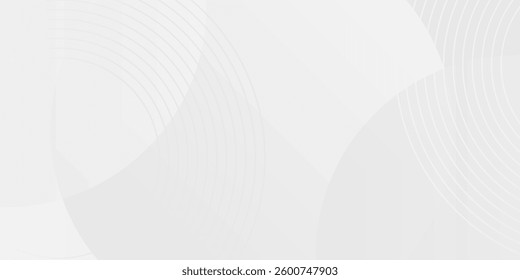 White geometric abstract background overlap layer on bright space with lines effect decoration. Modern graphic design element circles style concept for banner.