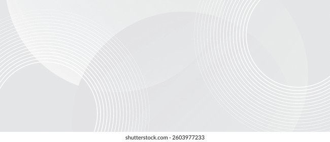 White geometric abstract background overlap layer on bright space with lines effect decoration. Modern graphic design element circles