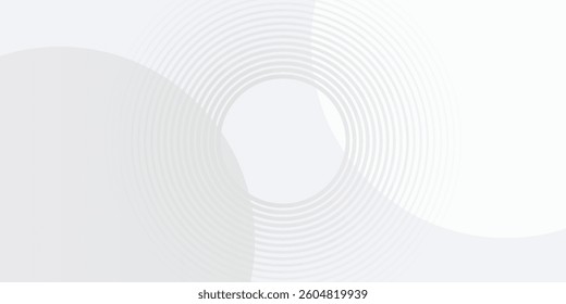 White geometric abstract background overlap layer on bright space with lines effect decoration. Modern graphic design element circles style concept for banner, modern vector arts