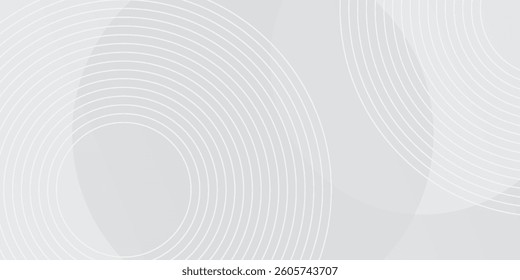 White geometric abstract background overlap layer on bright space with lines effect decoration. Modern graphic design element circles