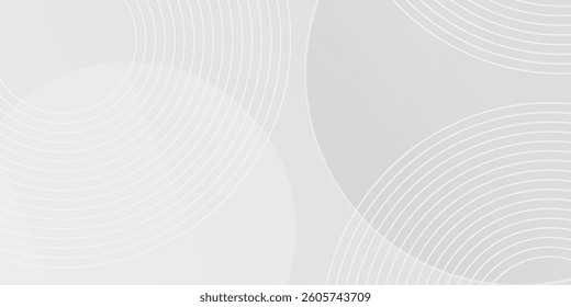White geometric abstract background overlap layer on bright space with lines effect decoration. Modern graphic design element circles