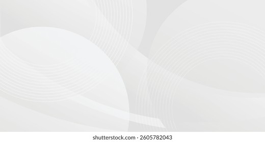 White geometric abstract background overlap layer on bright space with lines effect decoration. Modern graphic design element circles style concept for banner.