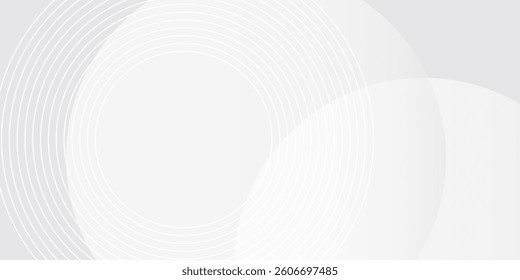 White geometric abstract background overlap layer on bright space with lines effect decoration. Modern graphic design element circles style concept for banner. vector illustration. eps10
