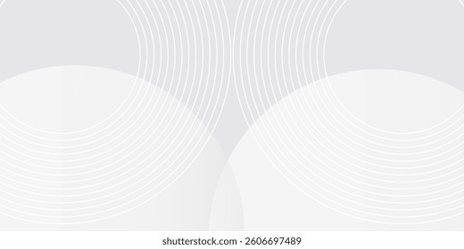 White geometric abstract background overlap layer on bright space with lines effect decoration. Modern graphic design element circles style concept for banner. vector illustration. eps10
