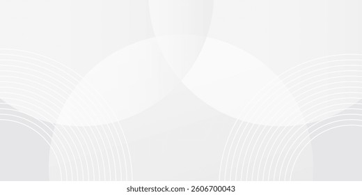 White geometric abstract background overlap layer on bright space with lines effect decoration. Modern graphic design element circles style concept for banner. vector illustration. eps10. modern