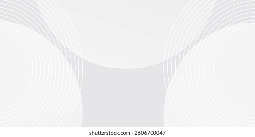 White geometric abstract background overlap layer on bright space with lines effect decoration. Modern graphic design element circles style concept for banner. vector illustration. eps10. modern