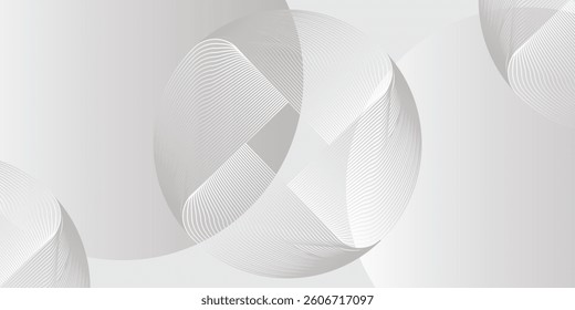 White geometric abstract background overlap layer on bright space with lines effect decoration. Modern graphic design element circles style concept for banner, vector pattern arts modern