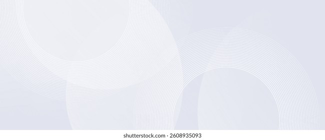 White geometric abstract background overlap layer on bright space with lines effect decoration. Modern graphic design element circles style concept for banner.