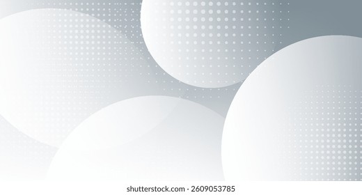 White geometric abstract background overlap layer on bright space with lines effect decoration. Modern graphic design element circles style concept for banner.
