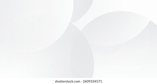 White geometric abstract background overlap layer on bright space with lines effect decoration. Modern graphic design element circles style concept for banner.